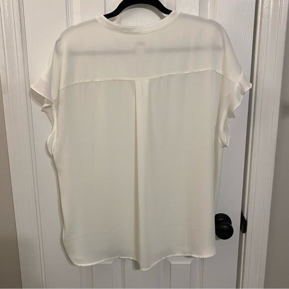 J.Crew Factory White Short Flutter Sleeve Semi-Sheer Button Up Blouse Size XXL - Picture 7 of 7